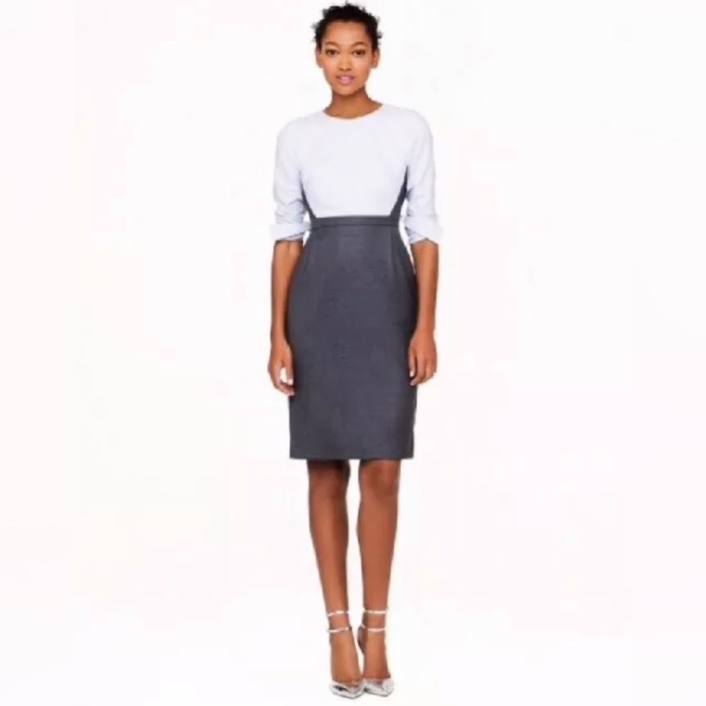 J. Crew Clara Color-block Cotton Wool Knee Length Career Long Sleeve Dress 2